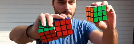 David Calvo juggles and solves Rubik’s Cubes