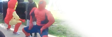 Spiderman, Batman & Ironman Get Loose At A Kids Party